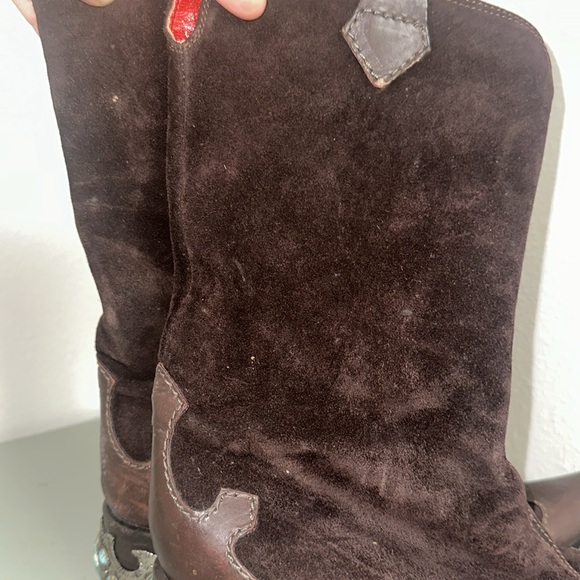 Vintage Guiseppe Zanotti Turquoise & Silver
Brown Suede Cowboy Boots size 8 - Picture 6 of 11